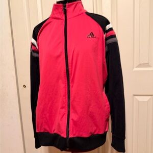 Adidas Women's Vibrant Pink and Black Bomber Jacket